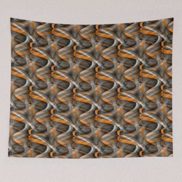 Item preview, Eighties Burned Orange On Grey Abstract Curve Repeat Pattern designed and sold by taiche.