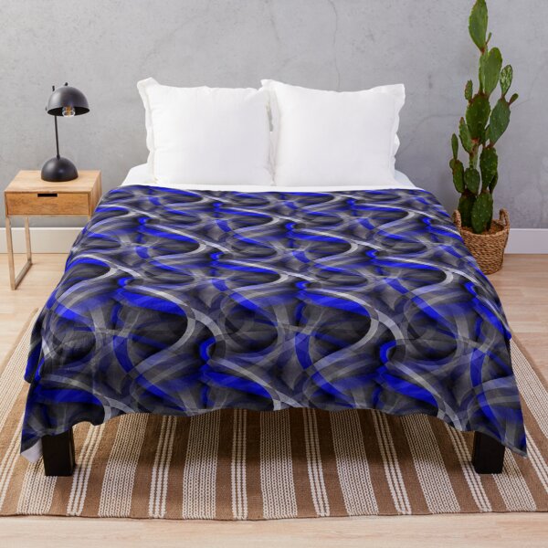 Item preview, Eighties Bright Blue On Grey Abstract Curve Repeat Pattern designed and sold by taiche.