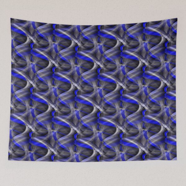 Item preview, Eighties Bright Blue On Grey Abstract Curve Repeat Pattern designed and sold by taiche.