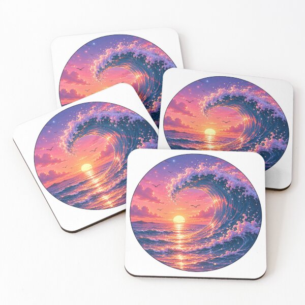 Item preview, Magical Ocean Wave Sunset Sea Birds Circle Painting designed and sold by Seculinator.