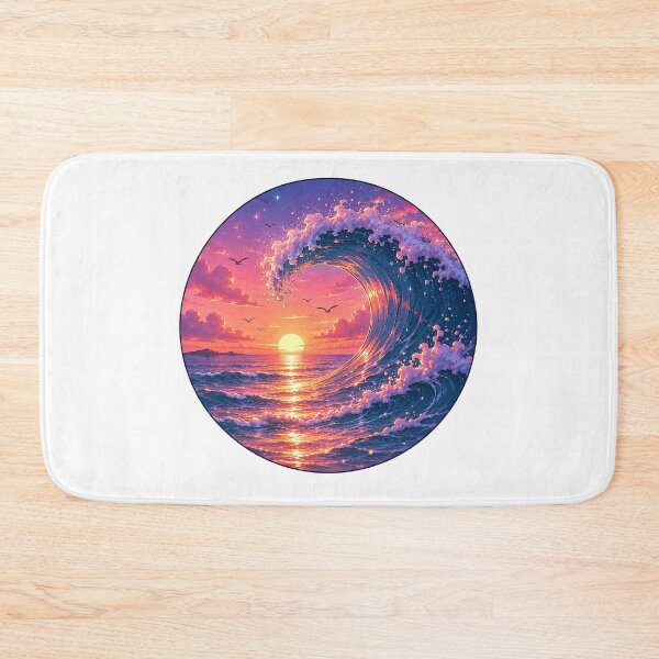 Item preview, Magical Ocean Wave Sunset Sea Birds Circle Painting designed and sold by Seculinator.