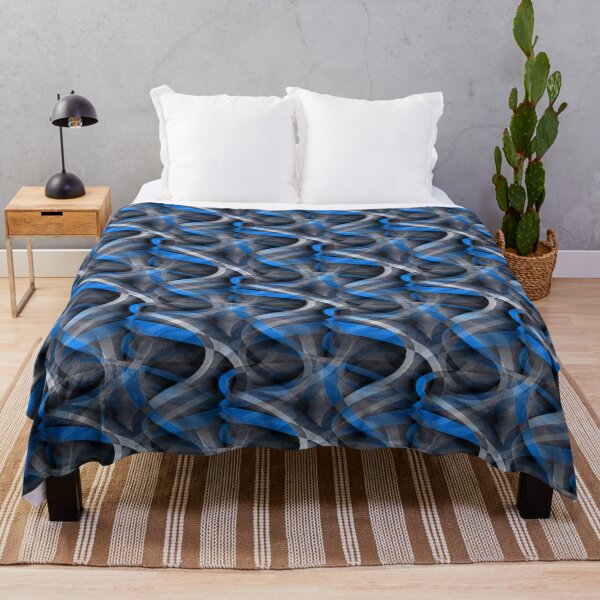 Item preview, Eighties Beautiful Blue On Grey Abstract Curve Repeat Pattern designed and sold by taiche.