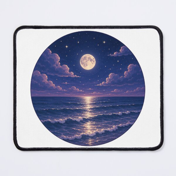Item preview, Magical Full Moon Ocean Waves Night Circle Painting designed and sold by Seculinator.