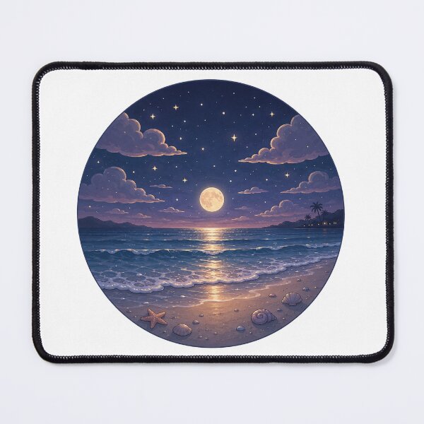 Item preview, Magical Full Moon Sandy Beach Sea Shells Circle Painting designed and sold by Seculinator.