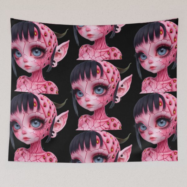 Item preview, Pastel Goth Strawberry Elf Girl with Big Blue Eyes designed and sold by LujziWorld.