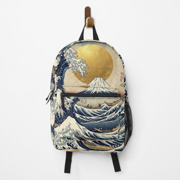 Item preview, Modern Ukiyo-e: Great Ocean Wave, Mount Fuji & Golden Sun designed and sold by Hikariha Studio.