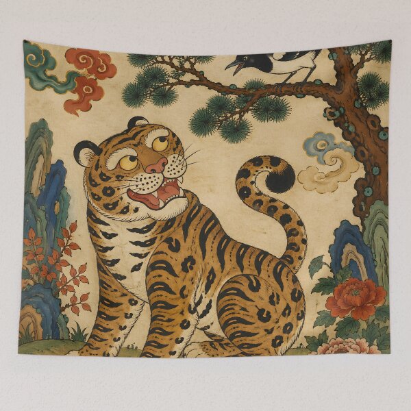 Item preview, Korean Folk Art Tiger and Magpie — Minhwa Painting designed and sold by ImagineDepart.