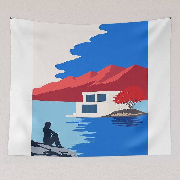 Item preview, Modern Sea House Art, Contemporary Landscape Print designed and sold by Studio pod Burom.