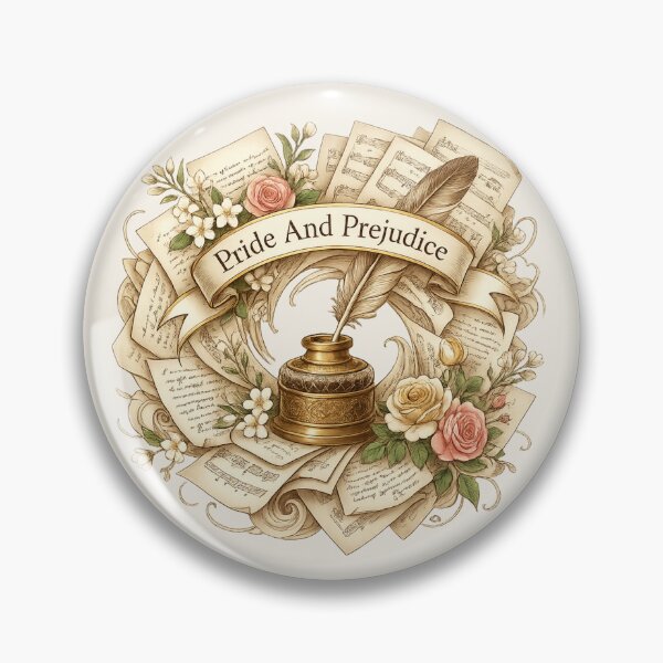 Item preview, Pride & Prejudice Vintage Aesthetic: Elegant Quill, Inkwell & Roses designed and sold by krish-prints.