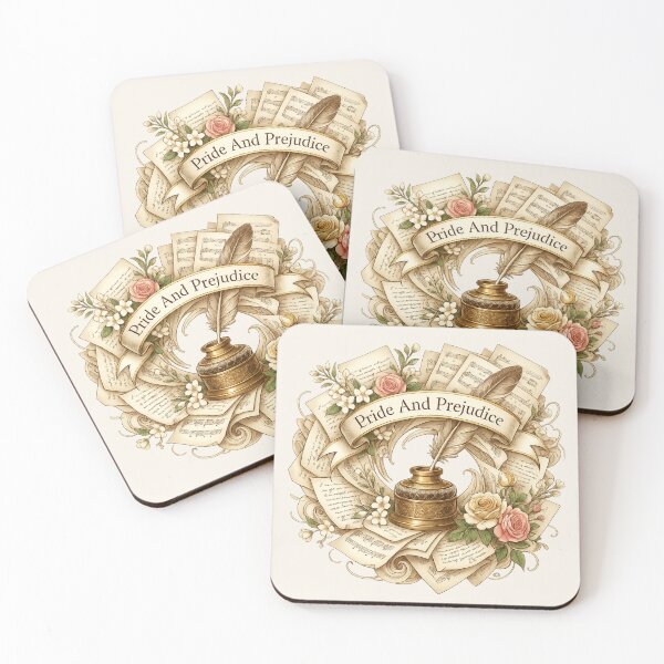 Item preview, Pride & Prejudice Vintage Aesthetic: Elegant Quill, Inkwell & Roses designed and sold by krish-prints.