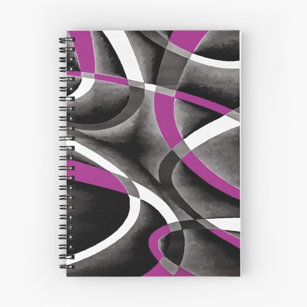 Item preview, Eighties Fucshia White Grey Line Curve Pattern On Black designed and sold by taiche.