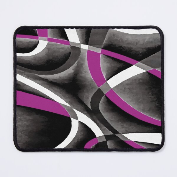 Item preview, Eighties Fucshia White Grey Line Curve Pattern On Black designed and sold by taiche.