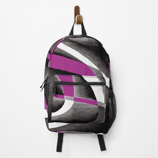 Item preview, Eighties Fucshia White Grey Line Curve Pattern On Black designed and sold by taiche.