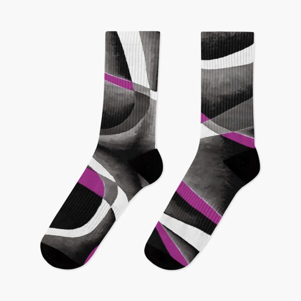 Item preview, Eighties Fucshia White Grey Line Curve Pattern On Black designed and sold by taiche.