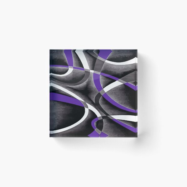Item preview, Eighties Violet White Grey Line Curve Pattern On Black designed and sold by taiche.