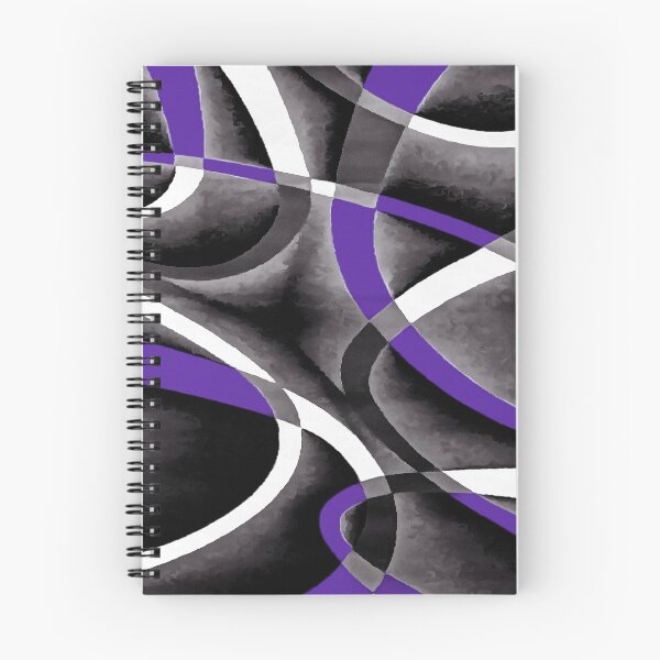 Item preview, Eighties Violet White Grey Line Curve Pattern On Black designed and sold by taiche.