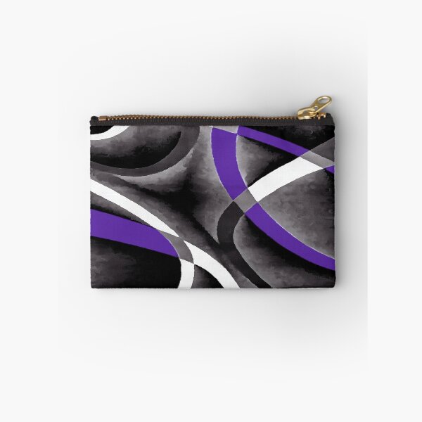 Item preview, Eighties Violet White Grey Line Curve Pattern On Black designed and sold by taiche.