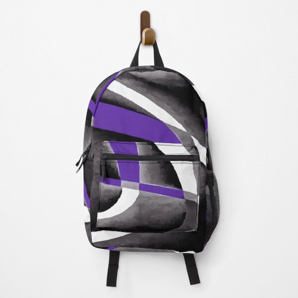 Item preview, Eighties Violet White Grey Line Curve Pattern On Black designed and sold by taiche.