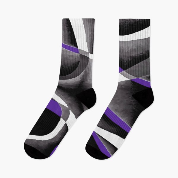 Item preview, Eighties Violet White Grey Line Curve Pattern On Black designed and sold by taiche.