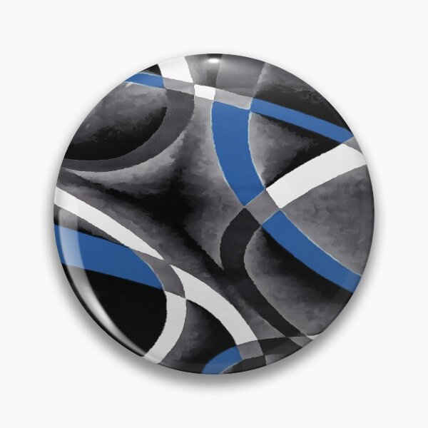 Item preview, Eighties Medium Blue White Grey Line Curve Pattern On Black designed and sold by taiche.