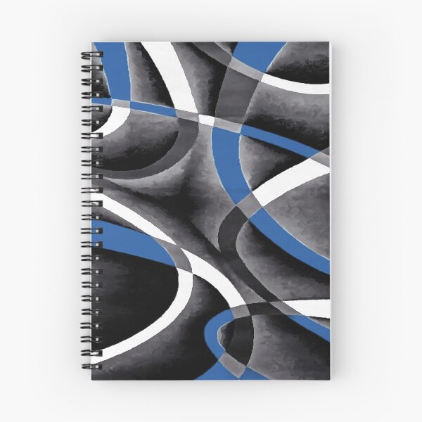 Item preview, Eighties Medium Blue White Grey Line Curve Pattern On Black designed and sold by taiche.