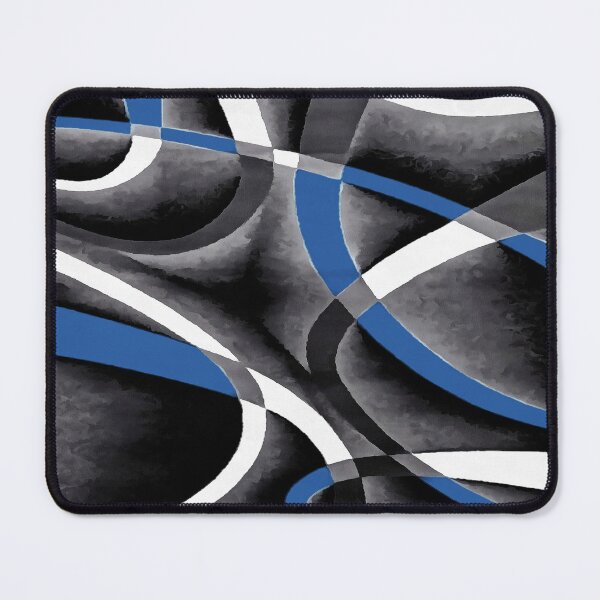 Item preview, Eighties Medium Blue White Grey Line Curve Pattern On Black designed and sold by taiche.