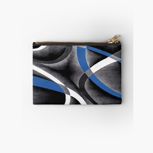 Item preview, Eighties Medium Blue White Grey Line Curve Pattern On Black designed and sold by taiche.
