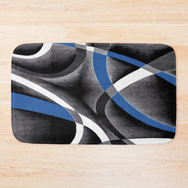 Item preview, Eighties Medium Blue White Grey Line Curve Pattern On Black designed and sold by taiche.