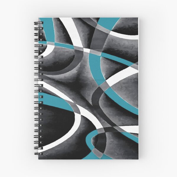 Item preview, Eighties Blue White Grey Line Curve Pattern On Black designed and sold by taiche.