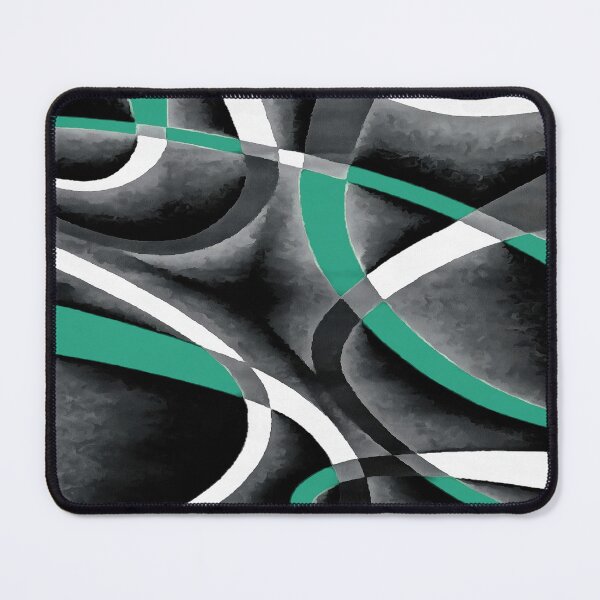 Item preview, Eighties Turquoise White Grey Line Curve Pattern On Black designed and sold by taiche.