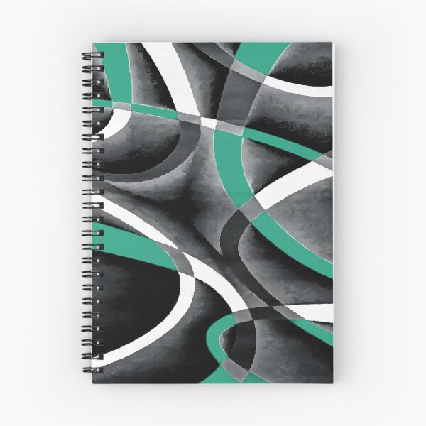 Item preview, Eighties Turquoise White Grey Line Curve Pattern On Black designed and sold by taiche.