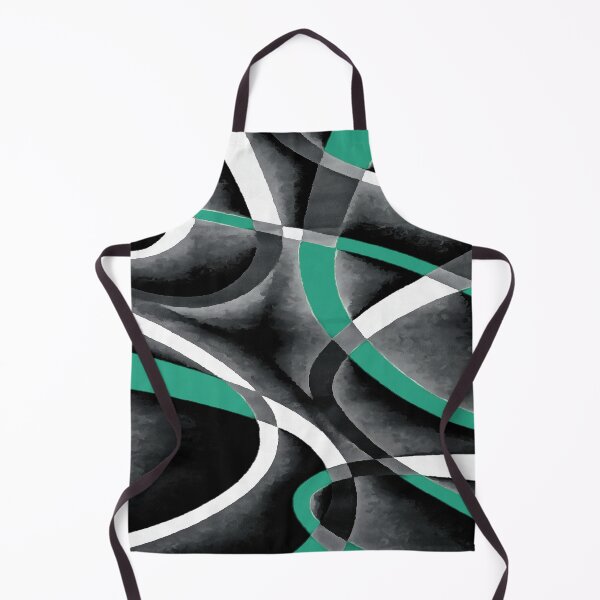 Item preview, Eighties Turquoise White Grey Line Curve Pattern On Black designed and sold by taiche.