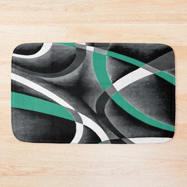 Item preview, Eighties Turquoise White Grey Line Curve Pattern On Black designed and sold by taiche.