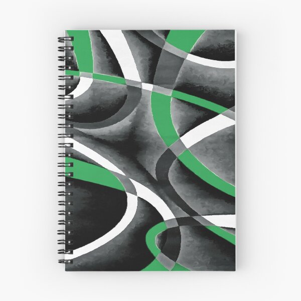 Item preview, Eighties Blue-Green White Grey Line Curve Pattern On Black designed and sold by taiche.