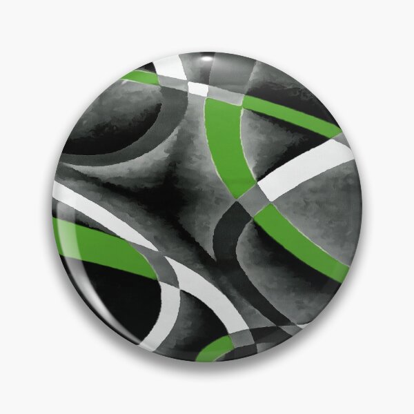 Item preview, Eighties Jungle Green White Grey Line Curve Pattern On Black designed and sold by taiche.