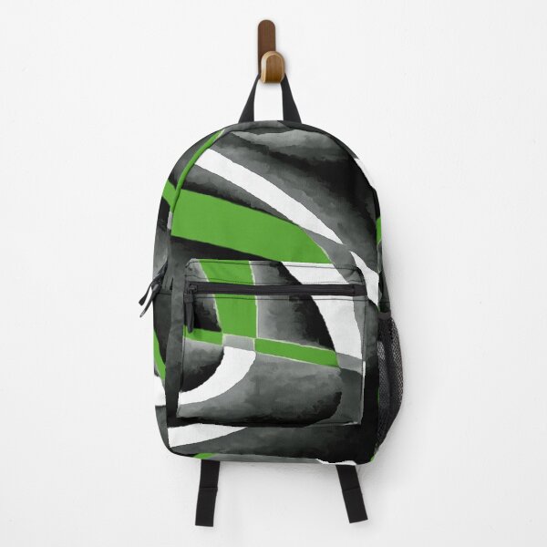 Item preview, Eighties Jungle Green White Grey Line Curve Pattern On Black designed and sold by taiche.