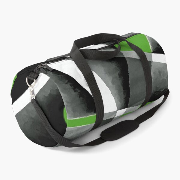 Item preview, Eighties Jungle Green White Grey Line Curve Pattern On Black designed and sold by taiche.