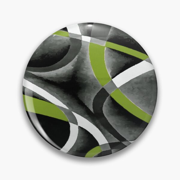 Item preview, Eighties Green White Grey Line Curve Pattern On Black designed and sold by taiche.