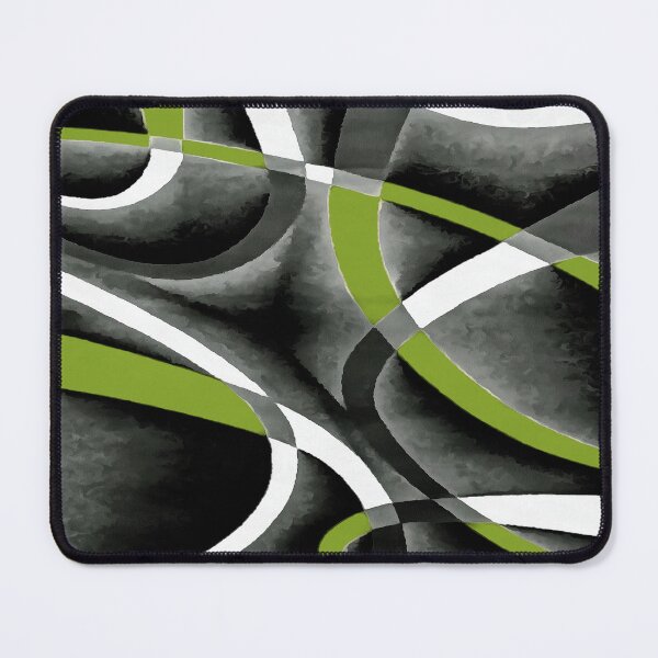 Item preview, Eighties Green White Grey Line Curve Pattern On Black designed and sold by taiche.