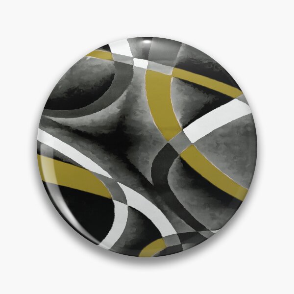 Item preview, Eighties Mustard Yellow White Grey Line Curve Pattern On Black designed and sold by taiche.