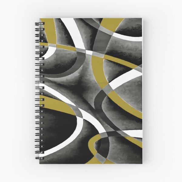 Item preview, Eighties Mustard Yellow White Grey Line Curve Pattern On Black designed and sold by taiche.