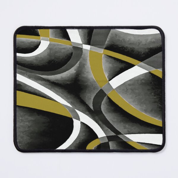 Item preview, Eighties Mustard Yellow White Grey Line Curve Pattern On Black designed and sold by taiche.