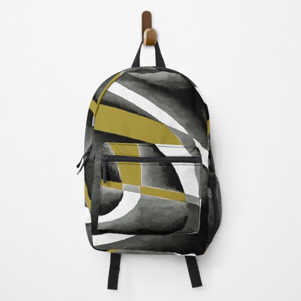 Item preview, Eighties Mustard Yellow White Grey Line Curve Pattern On Black designed and sold by taiche.