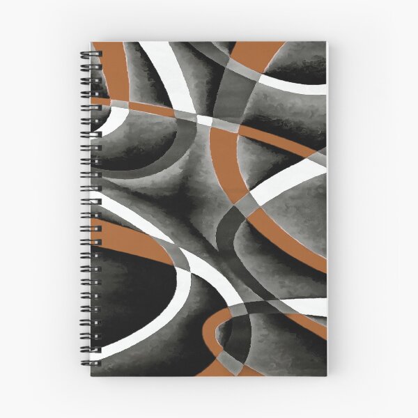Item preview, Eighties Orange White Grey Line Curve Pattern On Black designed and sold by taiche.