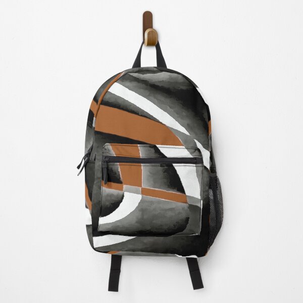 Item preview, Eighties Orange White Grey Line Curve Pattern On Black designed and sold by taiche.