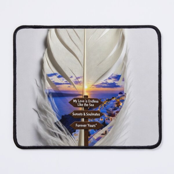 Item preview, Santorini Love Feather Art | Romantic Sunset Quote Design for Couples designed and sold by GalleryPeak.