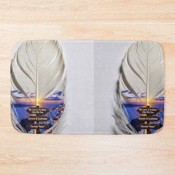 Item preview, Santorini Love Feather Art | Romantic Sunset Quote Design for Couples designed and sold by GalleryPeak.