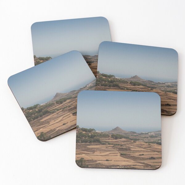 Item preview, Terraced Dry Fields And Coastal Countryside With Hilltop Shrine Overlooking Mediterranean Sea designed and sold by Nmallia.