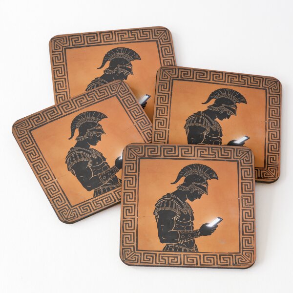 Item preview, Ancient Greek Warrior Discovers Smartphone - Funny Greek Vase Art designed and sold by HistoricHumor.