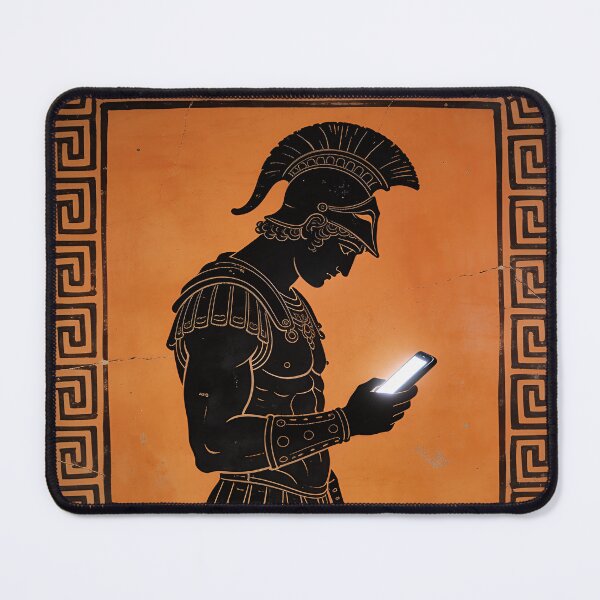 Item preview, Ancient Greek Warrior Discovers Smartphone - Funny Greek Vase Art designed and sold by HistoricHumor.
